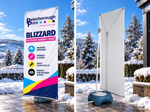  Blizzard Banner Stand  Front And Rear Views